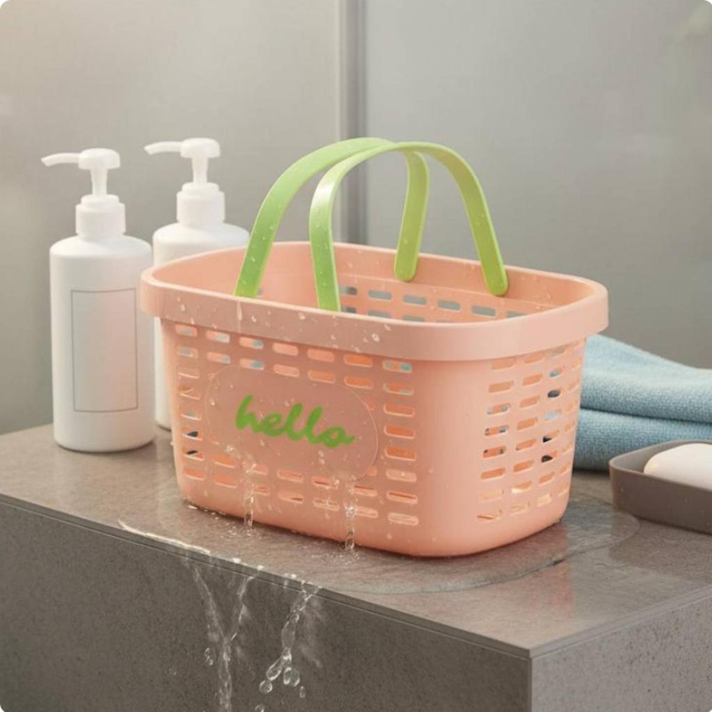 Portable Shower Tote Easy to Clean Draining Bath Basket Plastic Shower Basket Multipurpose Household Storage for Students