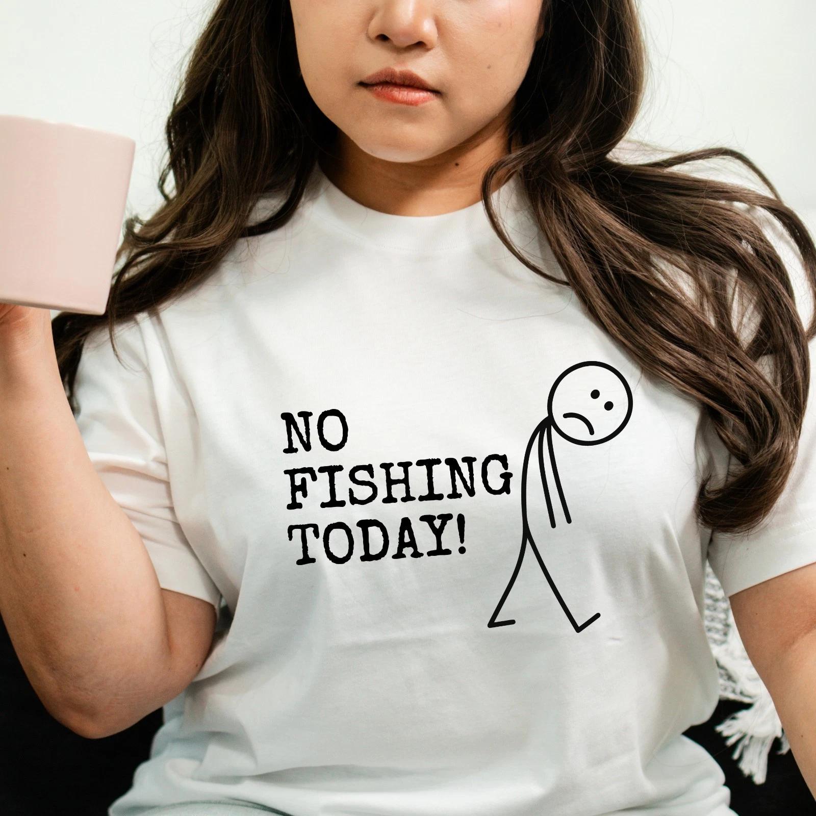 No Fishing Today Mens T-Shirt Funny Humor Minimalist Fisherman Birthday Gift Tee S