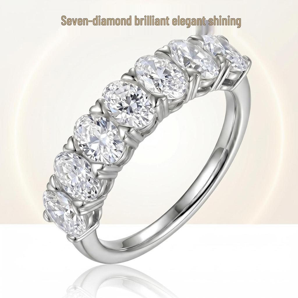 Elegant 50-Point Moissanite Egg-Shaped S925 Silver Ring - Luxurious Women's Fashion