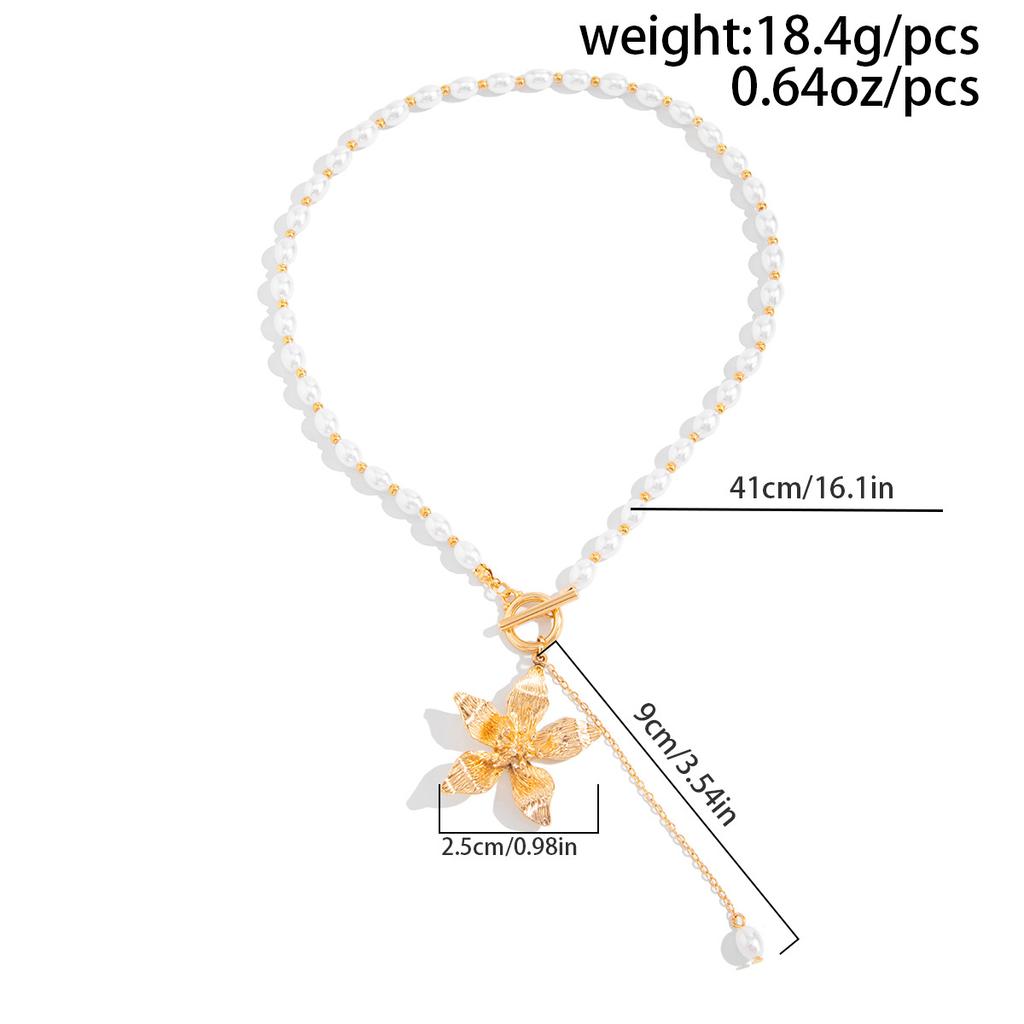 Imitation Pearl Choker Necklace Women Flower Pendant Aesthetics Jewelry Gift