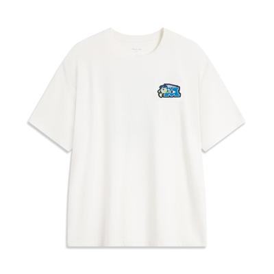 Li Ning X Disney Monsters University Collaboration Casual Loose Letter Pattern Round Neck Summer Short Sleeve T-Shirt Unisex T-Shirt AHSU497-1