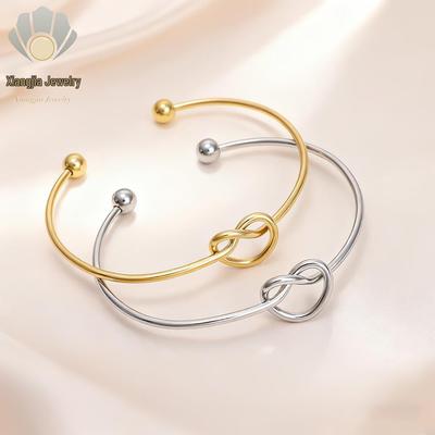 Bracciale Nodo d'Amore Transfrontaliero in Titanio - Bracciale Aperto Versatile a Forma di Cuore Pesca, Gioielli in Acciaio Inossidabile Placcati Sottovuoto