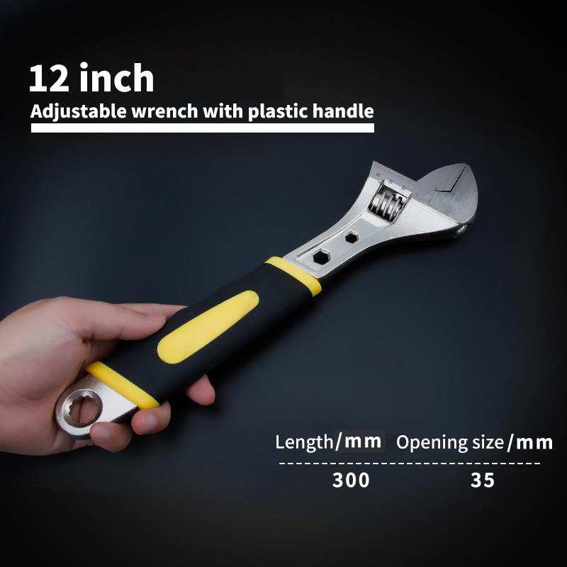 Free Shipping Large Opening Adjustable Spanner Monkey Wrench Adjustable Angle Slide Wrench 6-8-10-12-15 Inch Household Tools