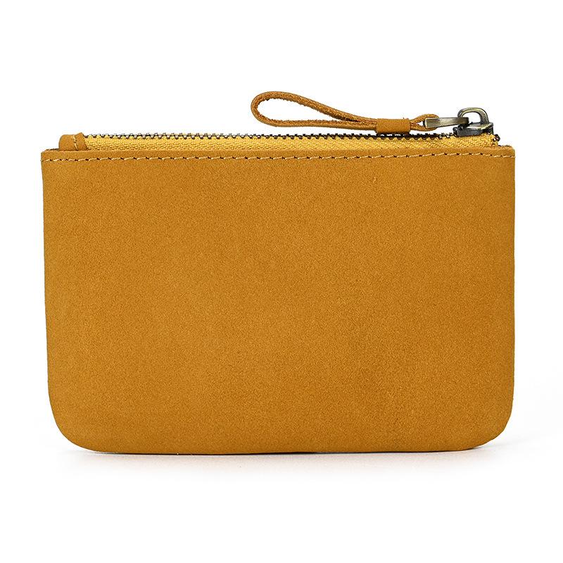 Men'S Crazy Horse Leather Change Bag Simple And Small Card Bag First Layer Cowhide Zipper Small Money Bag 9208