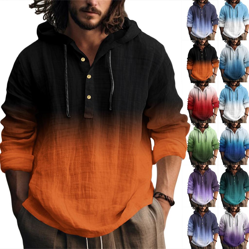 Mintás Férfi Pamut és Vászon Kapucnis Hosszú ujjú Kapucnis Tavaszi és Nyári Hétköznapi Napi Viselet