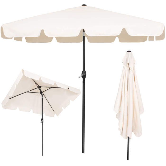 Parasol de jardin - Springos® - Rectangulaire 240 cm - Inclinaison - Manivelle manuelle - Écru