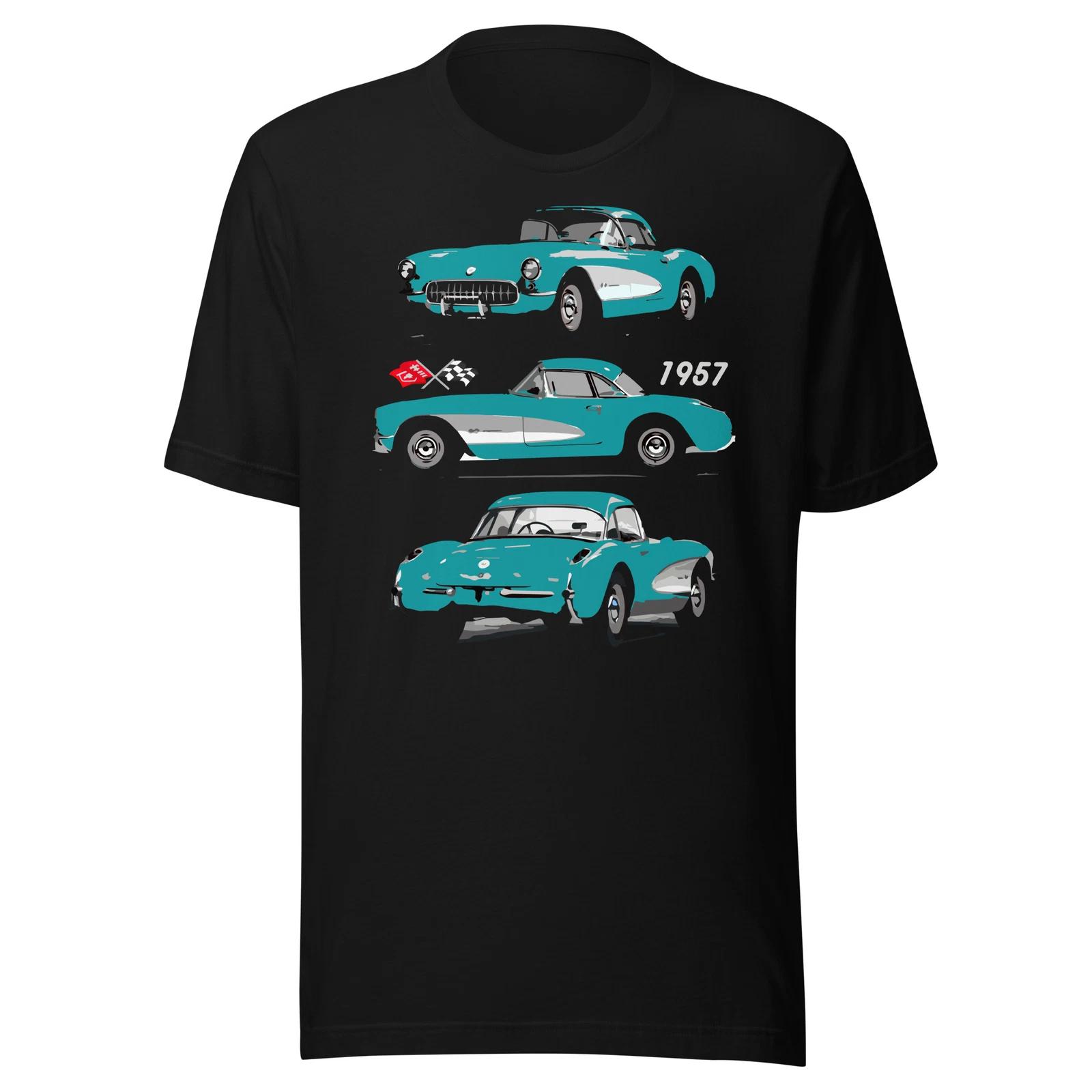 1957 Chevy vette C1 Cascade Green Antique American Classic Car t-shirt XXXXL