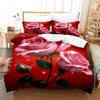 3Pcs Valentine'S Day Romantic Rose Love Pattern Duvets Cover Set,Valentines Day  Pattern And 1/2Pcs Pillowcase Girls Roomdecor