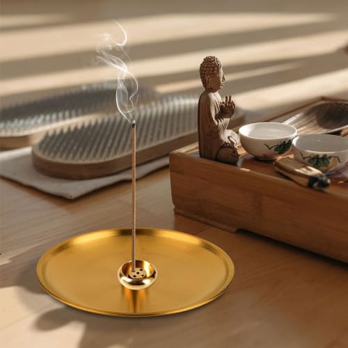 Brass Incense Burner, Mini Incense Burner for Buddhist Altars, Durable, Stylish, Japanese-Style, Easy To Carry, Ideal for Meditation, Study, Tea Room,