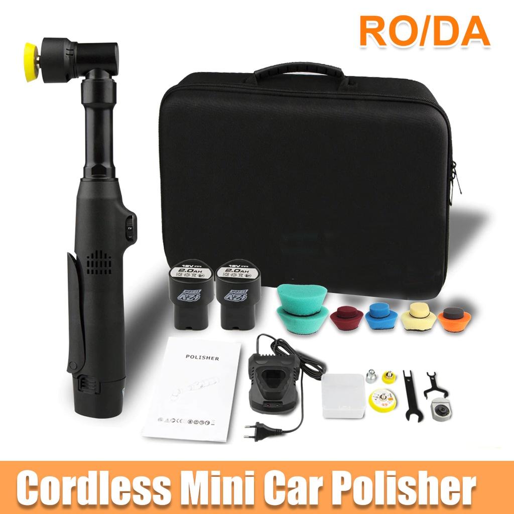 12V RO/DA Mikro Akku-Kratzerentferner Auto Poliermaschine mit 2 Akkus zum Schleifen Akku Mini Auto Polierer