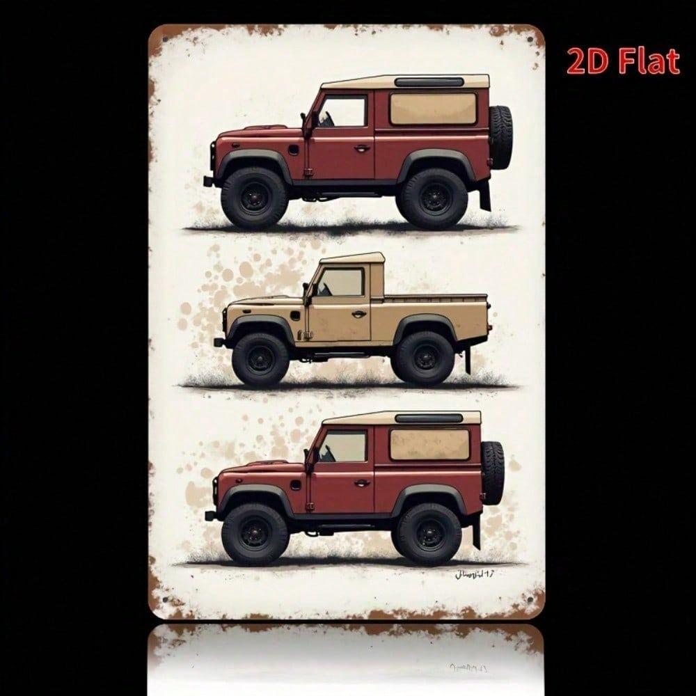 1pc 8x12 Inch Vintage Off-Road Vehicle Metal Sign Rustic Red Beige Distressed Wall Art Unframed Plaque