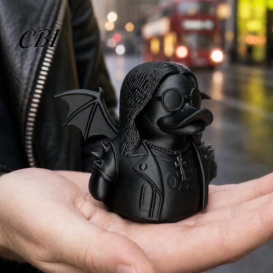 Bay Window Ornament 3D Printed Rock Duck Figurine Ornament, Dark Style Desktop Gothic Showcase Decoration Sculpture, Artistic Animal for Halloween