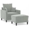 VidaXL Armchair with Footrest Light Grey 60 Cm Velvet, Sofa, Armchair, TV Armchair, Single Sofa, Seat, Sofa 3201097
