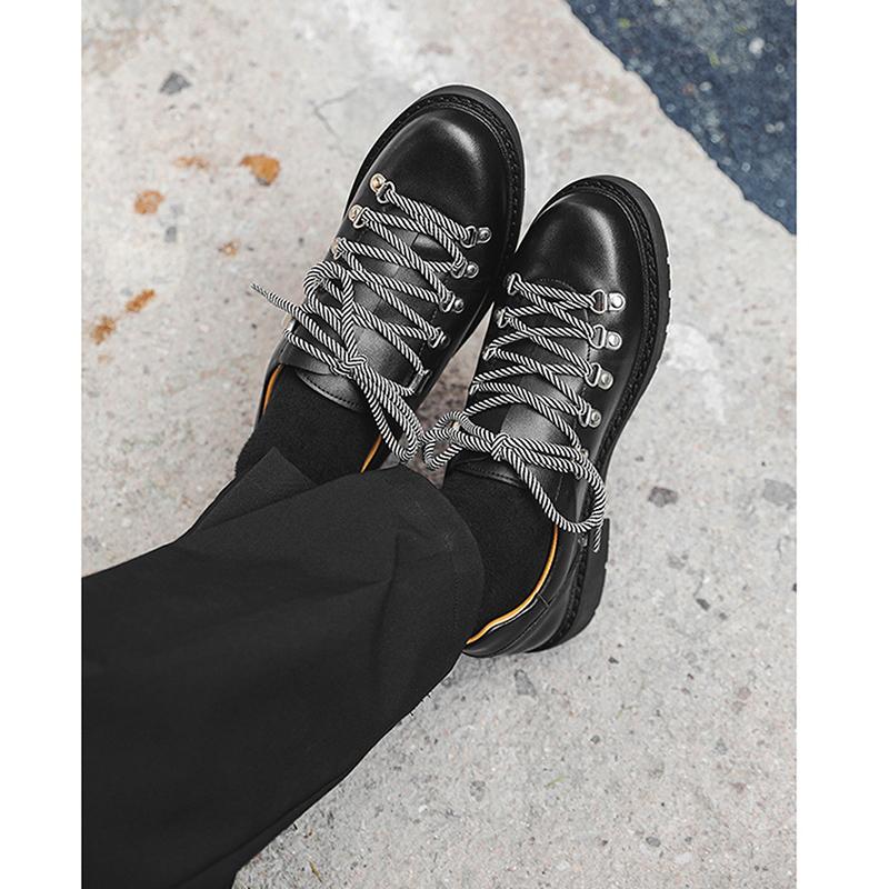 Genuine Leather Shoes Mens Derbys Flat Brand Male Footwear Black Shoes Cool Young Man Fashion Style Plus Size 45