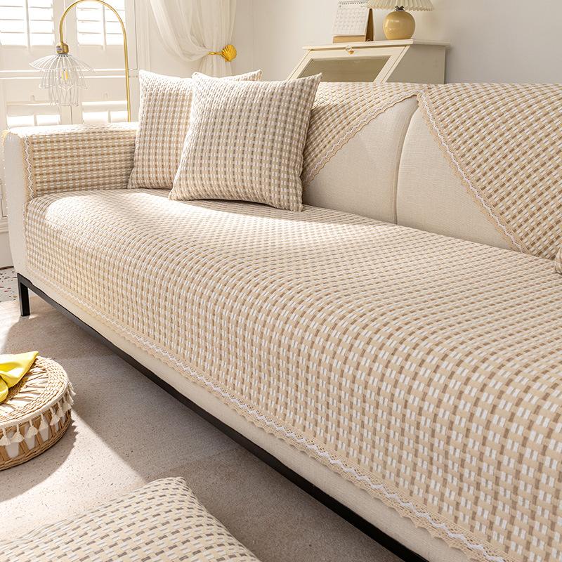 Woven Imitation Cotton And Linen Sofa Cushion Universal In All Seasons  New Simple Modern Linen Seat Cushion Fixed Non-Slip Cover