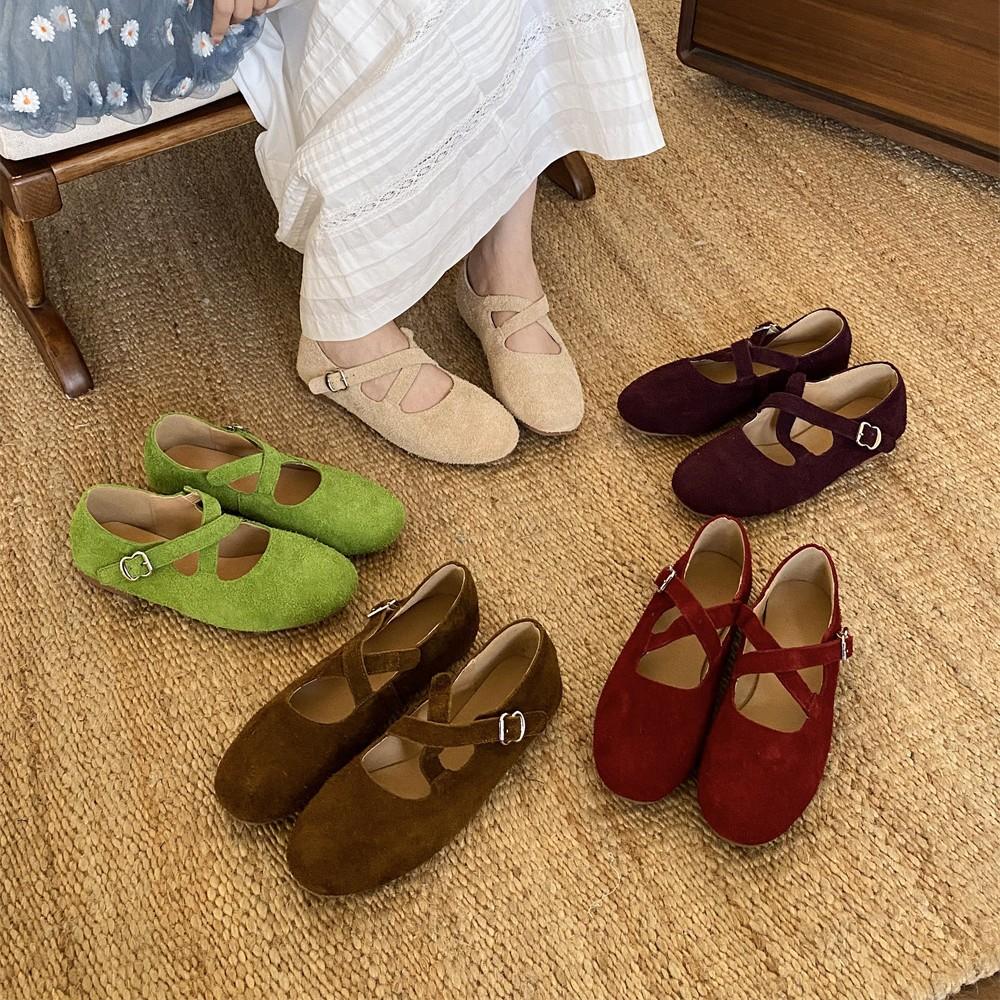 

2025 новые тупоносые матовые из натуральной коровьей кожи на мягкой подошве Doudou для работы, женские туфли 39