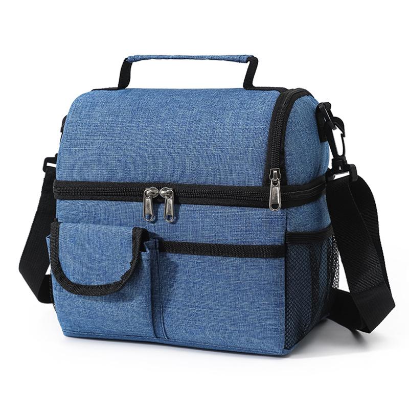 New Double Layer Tote Lunch Bags Large Oxford Cloth Cooler Picnic Bags With Shoulder Strap School Office Insulation Bags