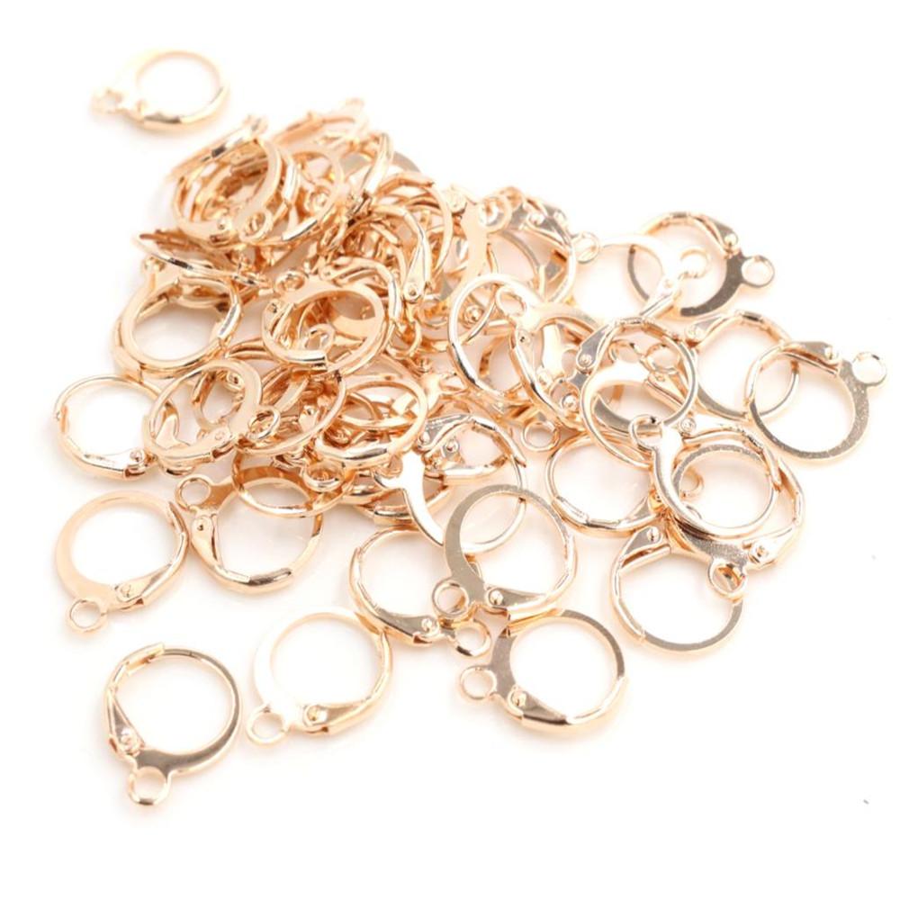 14x12mm 30pcs High Quality Silver Plated Rose Gold Color Rhodium Plated Brass French Earring Hooks Wire Settings Base Whole Sale