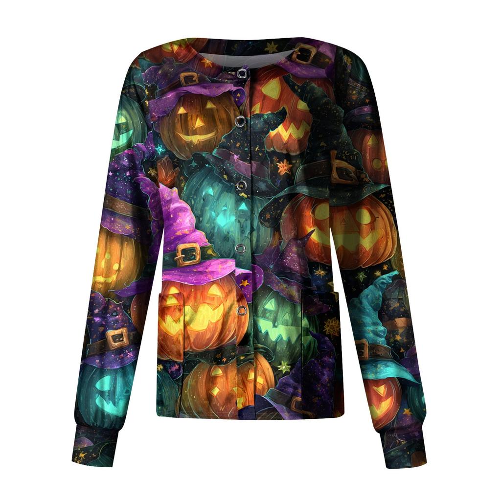 Women's Casual Long Sleeve Single Breasted  Printed Dry-nurse Top