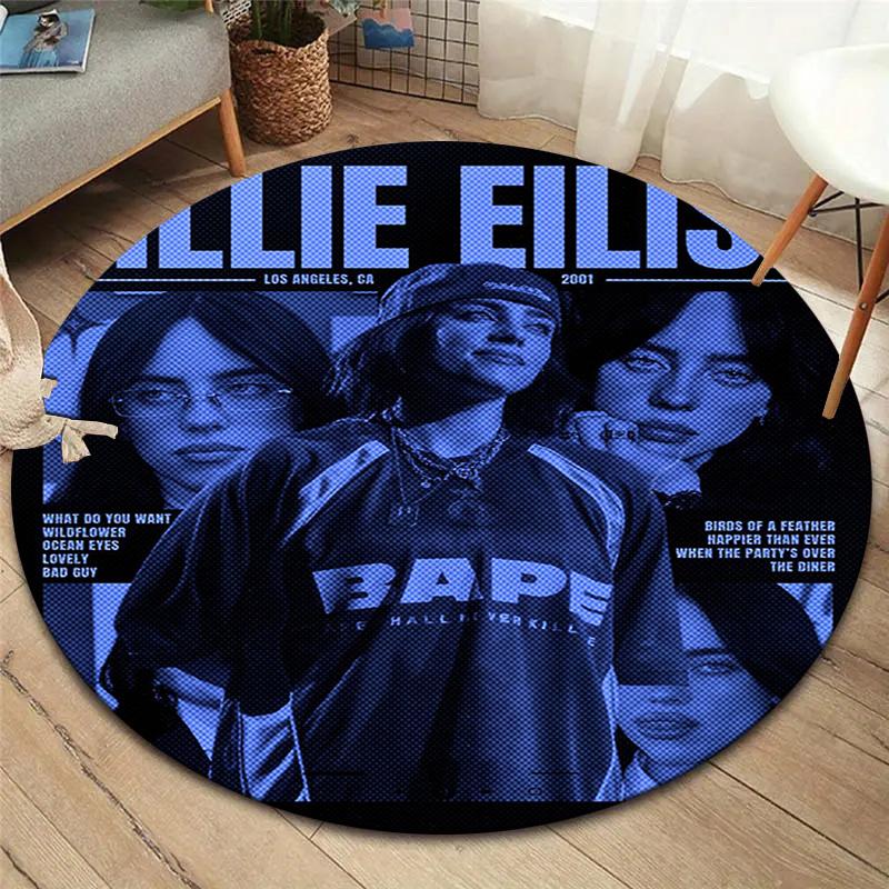 Billie Eilish Round Area Rug,Carpet Rug for Living Room Bedroom Sofa Playroom Decor,Non-slip Floor Mat