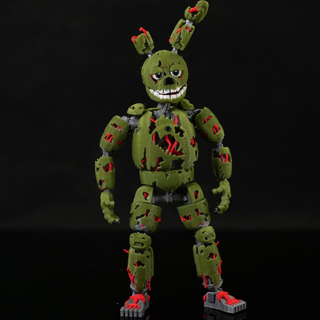 3D Printed Multi-Joint Movable Doll Fnaf Green Rabbit Spring Trap Figurine Ornament Holiday Gifts Action Figurine Model