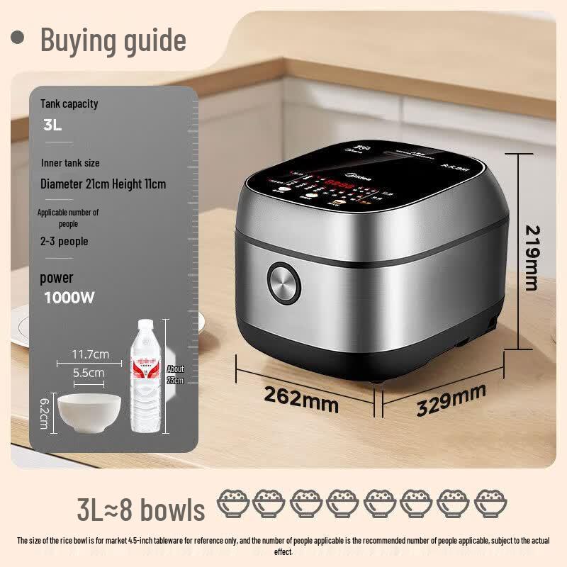 Midea 3L Pro Smart Low-Sugar IH Rice Cooker CN plug (adapter included)