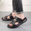 Plus Size Summer Men's Leather Sandals Black Flat Dual-purpose Slippers Outdoor Beach Leisure Sandal Shoes for Men Sandalias New