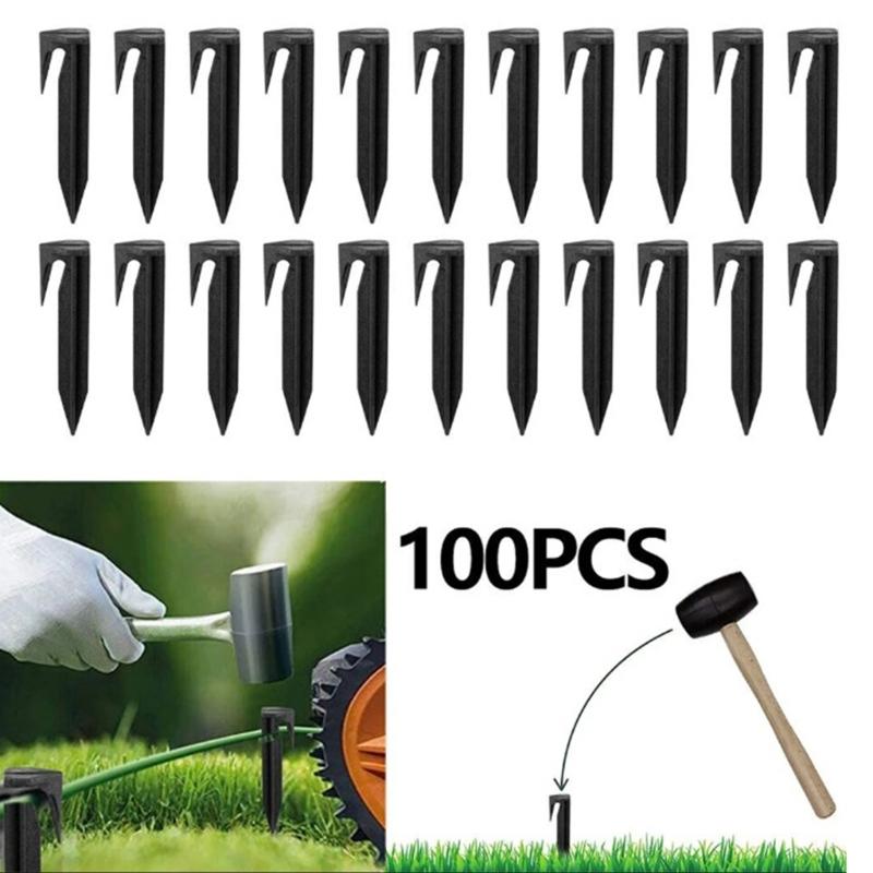 100Pcs Plastic Ground Peg Boundaries Nails Fixing Pin Garden Lawn Mower Peg Landscape Edging Stakes Lawn Mower Accessory