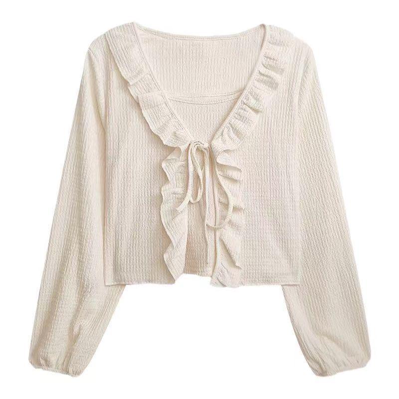 Women's French Ruffle Trim Shawl Cardigan & Camisole Set - Summer Sun Protection