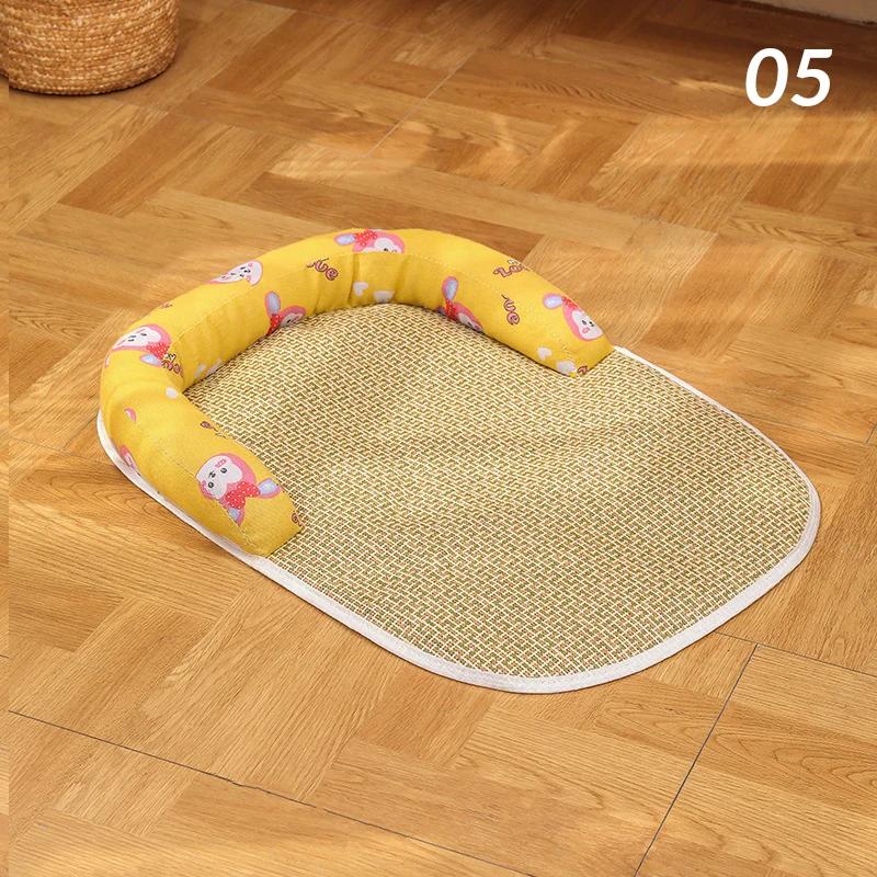 Dog Sleeping Mat with Neck Support Anti-Slip Breathable Summer Cooling Small Cat Pet Bed Mat Puppy Kennel Pet Accessories New