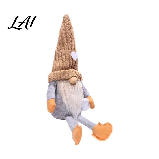 Soft Waxy Fabric Holiday Dolls Christmas Gnome Plush Decoration with Long Legs Faceless Handmade Nordic Style Ornaments Doll Figurines Sitting