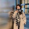 New Black and White Large Plaid Thickened Warm Scarf for Women Winter Korean Student Plaid Tassel Couple Shawl and Scarf