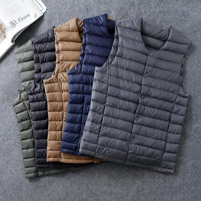 Men's Ultra-Light Down Vest, Large Size, Winter 2026, Short Style with Round Neck, Casual and Portable