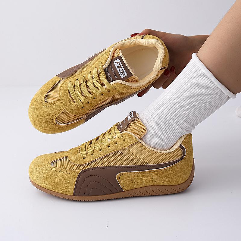 Women's Casual Sneakers Flat Training Shoes with Mesh Panel, Spring Summer Breathable Lace-Up Fashion Shoes