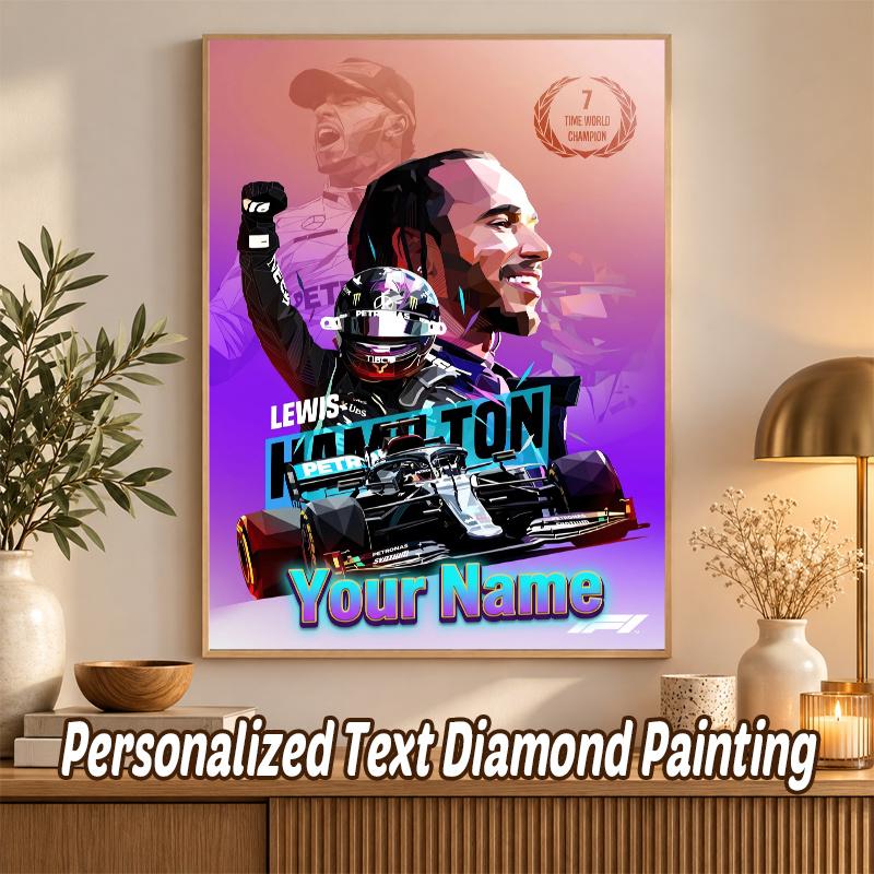 Lewis Hamilton Benutzerdefinierter Name Text 5D Diamantmalerei Set DIY Vollbohrer Diamantkunst Dekoration