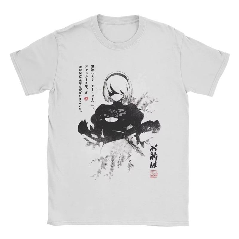 Women's T-shirt NieR:Automata 2B Casual Women's T-shirt Short Sleeve Crew Neck T-shirt Women's Fashion Top T-shirt