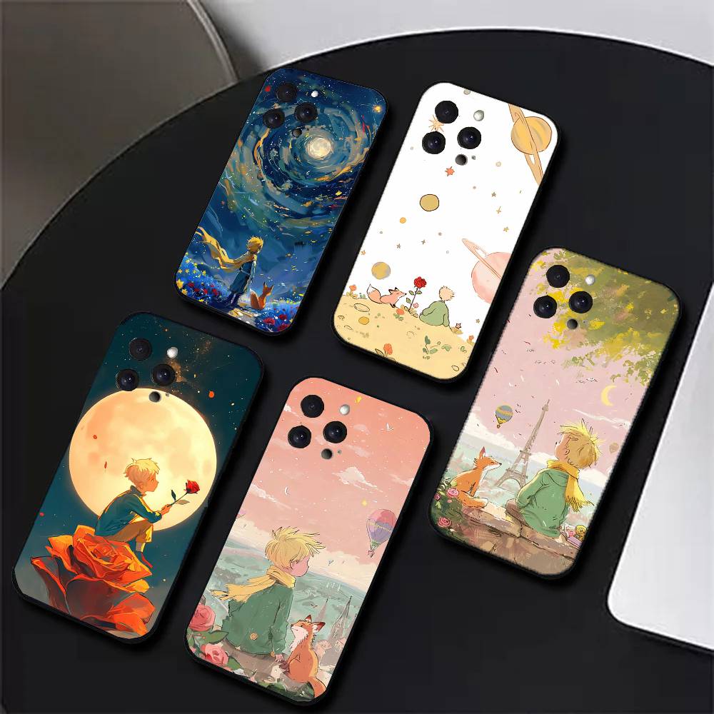 The Little Princess Rose Animation Phone Case For IPhone 17 Air 16 15 14 13 Pro Max 11 12 Black Silicone Cover