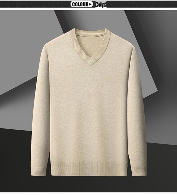 Men's Wool V-Neck Sweater - Spring/Autumn Knitwear for Middle-Aged Men - Warm Base Layer