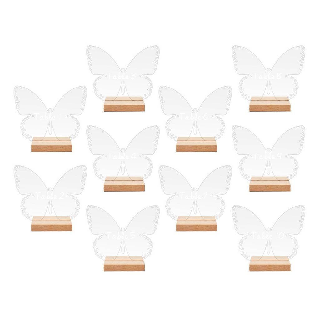 Acrylic Table Sign Holder with Wooden Base 10pcs Blank Clear Wedding Sign Number Place Card Holder Display Stand for Bar