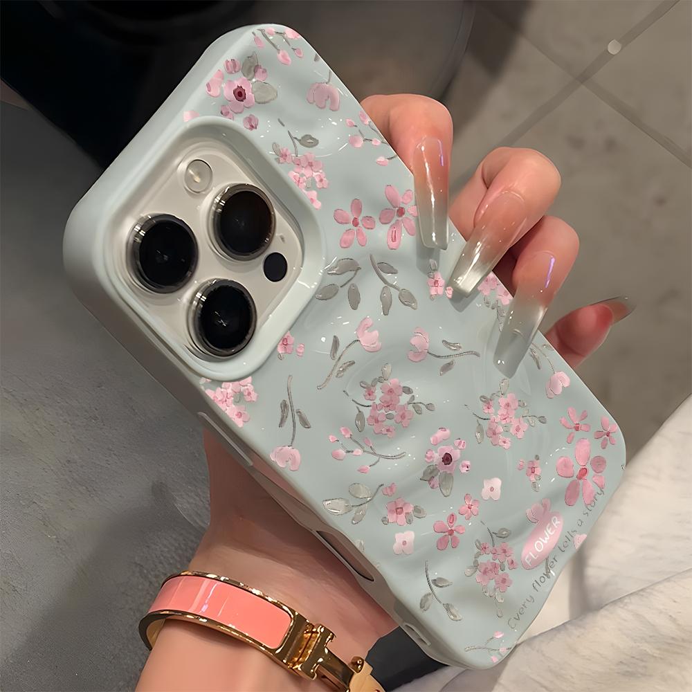 Traumhaftes rosa Blumenmuster Handyhülle für iPhone 17 16 15 14 13 12 11 Pro Max Air Plus Stoßfest Weich Funda Schutzhülle