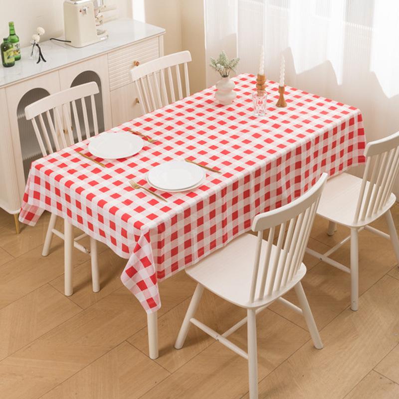Japanese Style Waterproof Plaid Tablecloth - Oil-proof & Wash-free PEVA for Coffee and Dining Tables