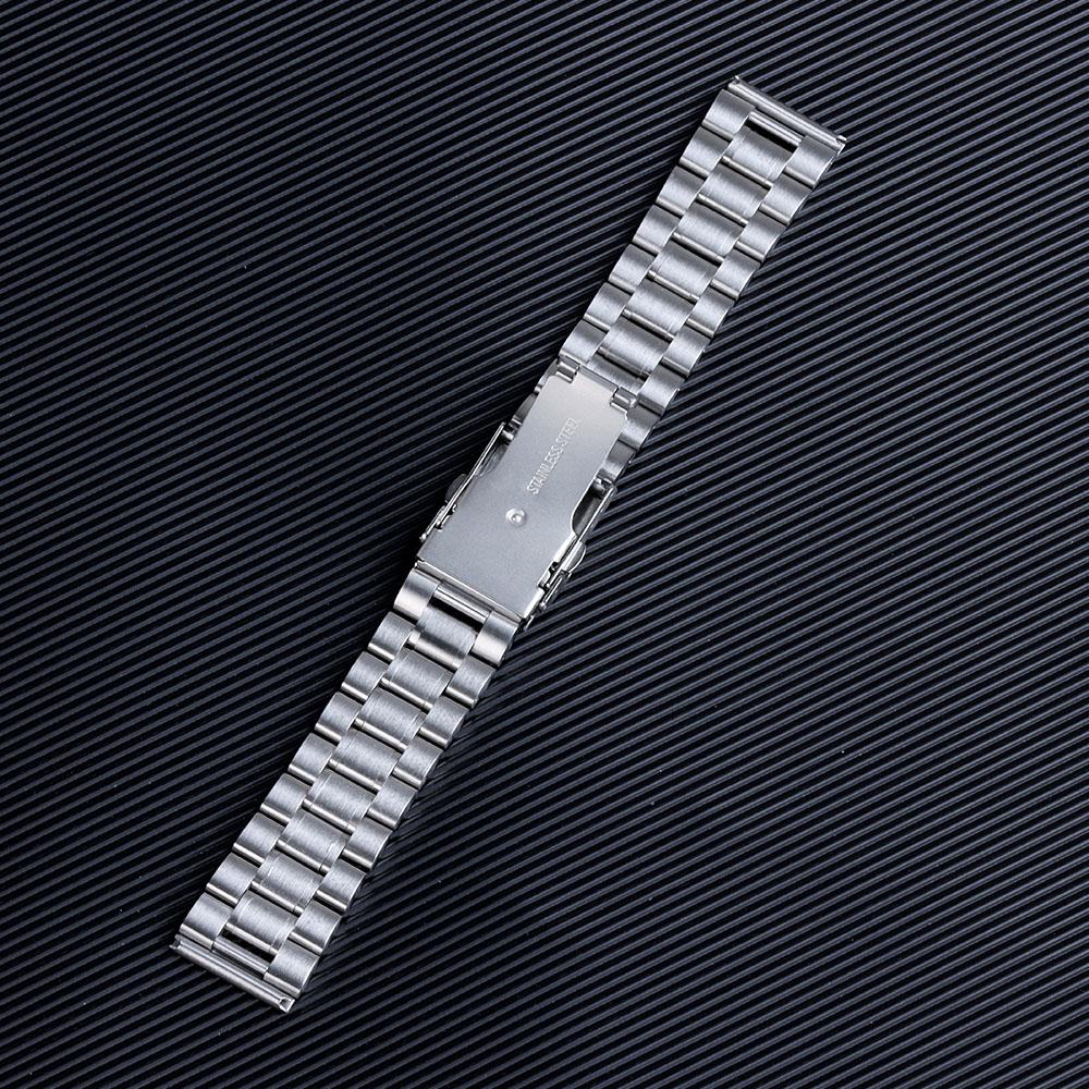 Solid Stainless Steel Strap 18 20 22 24mm Silver Metal Double Press Folding Buckle for Men Women Bracelet Watch Band for Seiko