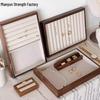 Black Walnut Linen Jewelry Display Tray for Rings