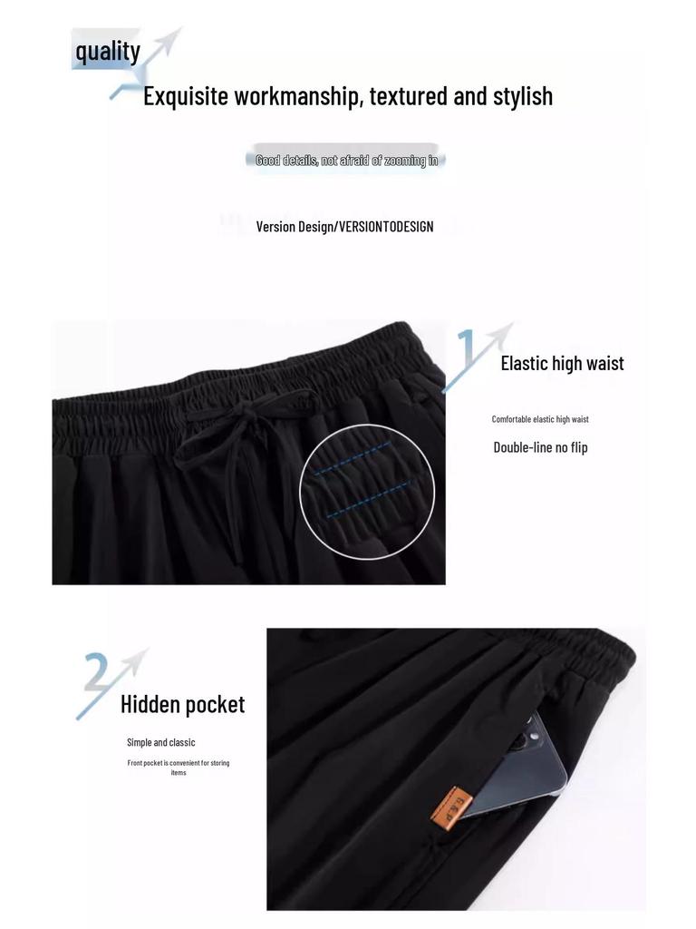 Women's Summer Ice Silk Quick-Dry Loose Lantern Pants: High-Waist, Slimming, Casual, 2026 Style