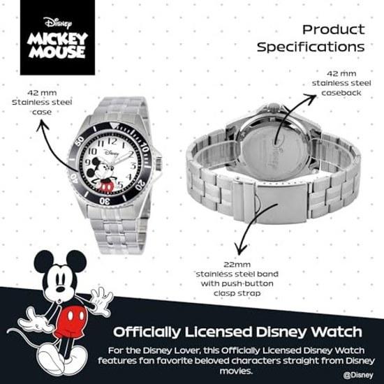 Overseas Direct Import Genuine Product Disney Mens W000524 Mickey Mouse Honor Stainless Steel Bracelet Watch.