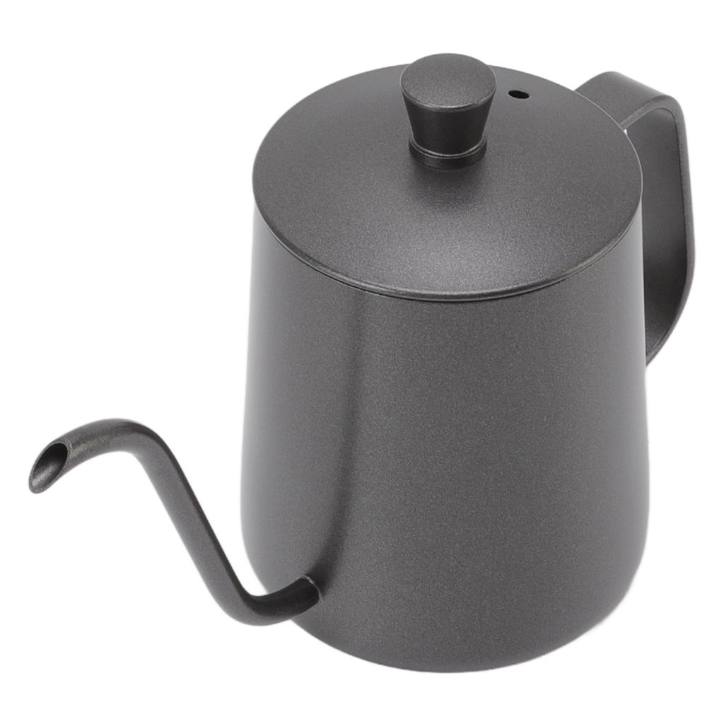 Long Narrow Coffee Kettle Black Stainless Steel Rustproof Small Pour Over Kettle with Lid for Home 350ml