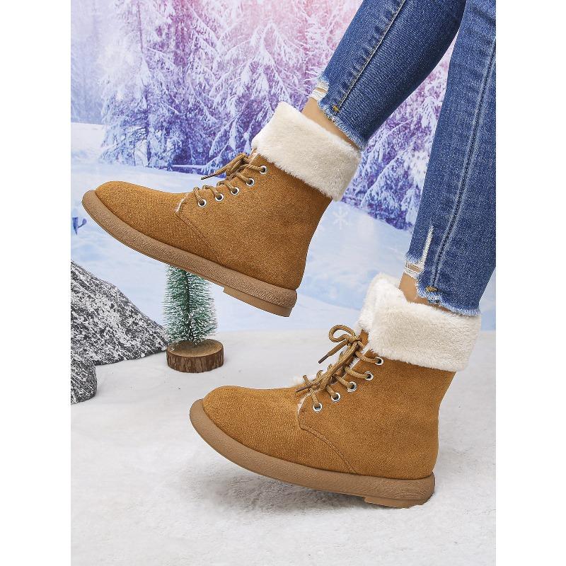 Winter New Block Heel Snow Boots Warm Fleece Lined