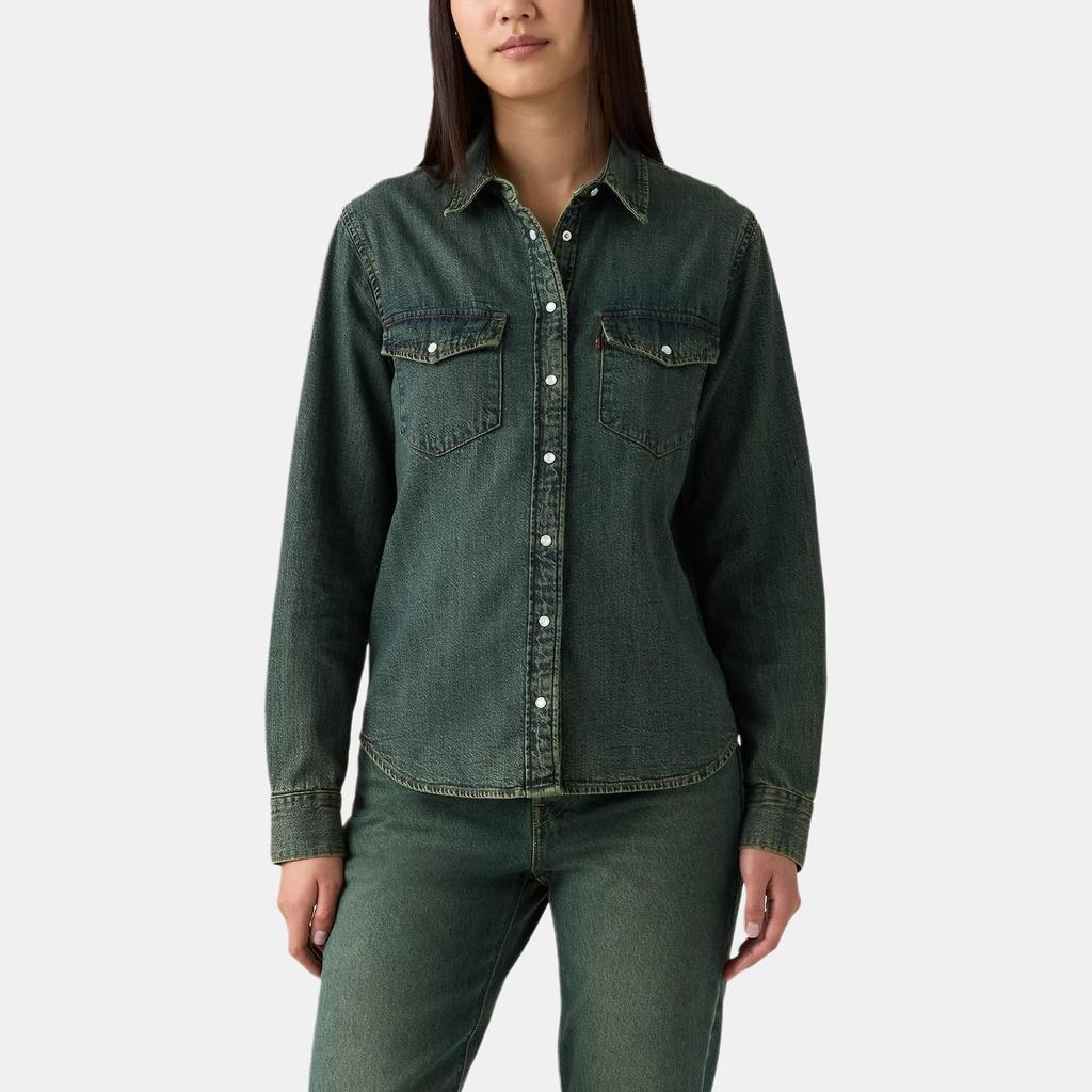 Levis Casual Comfortable Button Down Point Collar Denim Long Sleeve Shirt Women Shirts 16786-0109