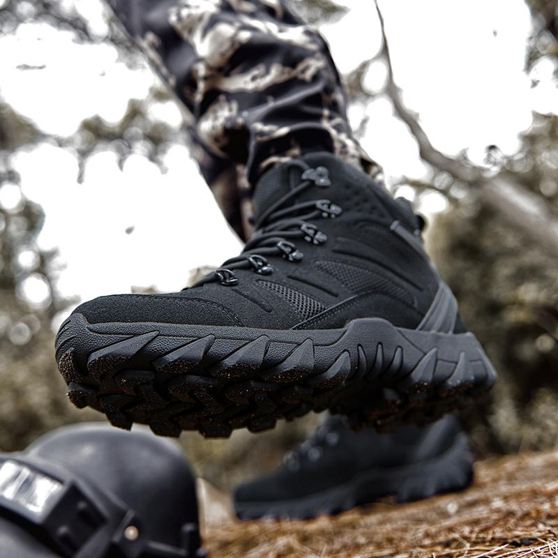 Fashion Men's tactical ankle boots High top breathable hiking shoes Casual sports shoes men's non-slip wear large size work shoes