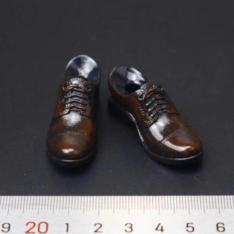 1:6 Scale Men's Round Toe Leather Shoes - Casual/Business Style, Bright Solid Color, Large Head, Model Accessories